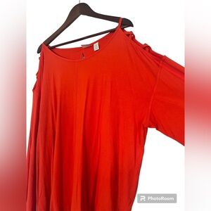 Chico’s Zenergy‎ 4 Orange Rayon Long Sleeve Cold Shoulder Stretch Top XXL